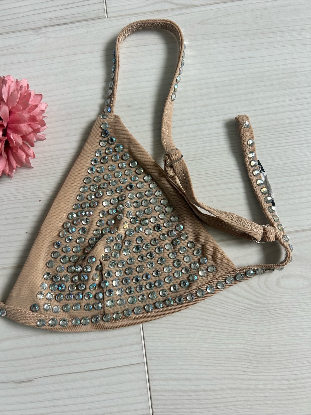 Nude Rhinestone Triangle Bikini Top - Small - Picture 4 of 6